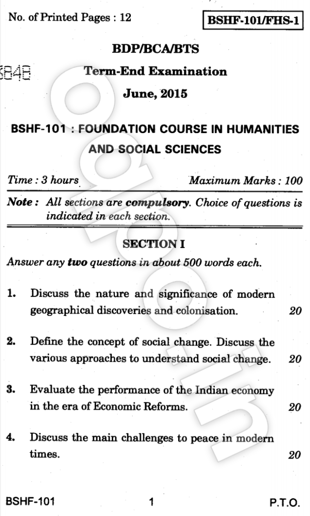 bshf 101 assignment question paper