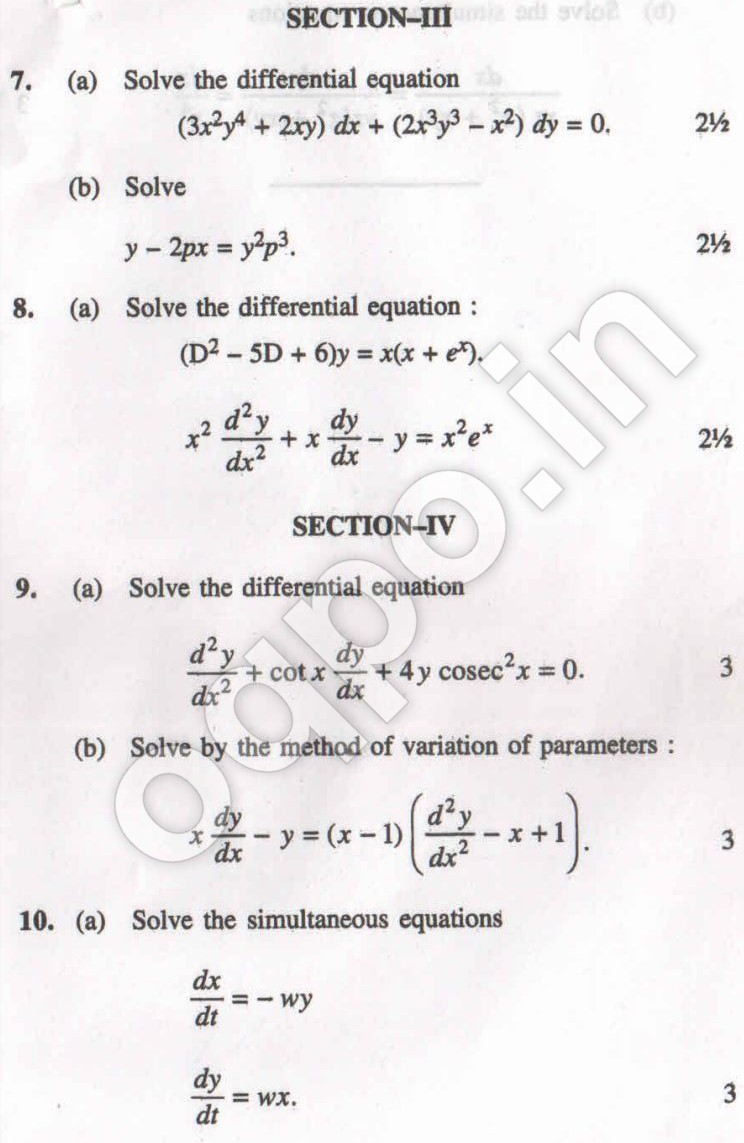 KUK BA 1st Year Mathematics(Calculus) Question Paper 2019