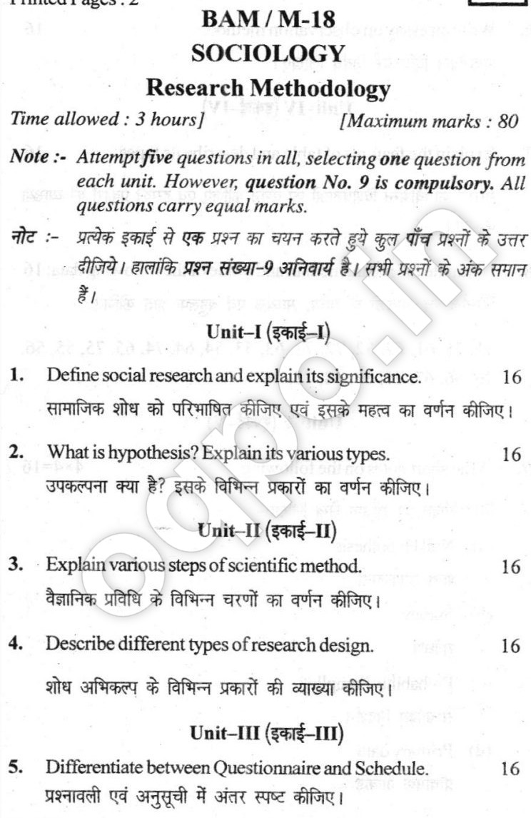 research question sociology paper